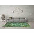 thumbnail image 3 of Ahgly Company Machine Washable Indoor Rectangle Abstract Turquoise Blue Modern Area Rugs, 7' x 9', 3 of 4