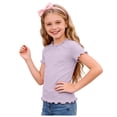 thumbnail image 4 of UngA Girls Ruffle Trim Shirts Kids Short Sleeve Ruffle Crew T Shirts Toddler Fashion Casual Workout Solid Pullover Tops (Purple,3-4 Years), 4 of 6