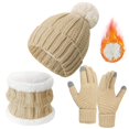 thumbnail image 2 of TOOYOU 3 Pcs Women Winter Fleece Lined Knit Hat Long Scarf And Gloves Sets For Warmth Outdoor Warm Beanie Hats, 2 of 2