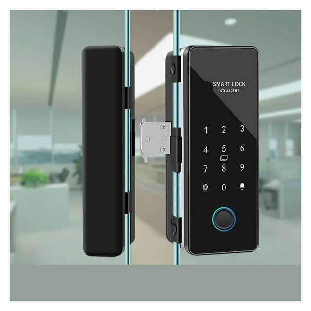 Lock Bluetooth Smart Glass Door Lock with Remote Unlock,Fingerprint, Password Time Attendance Record