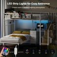 thumbnail image 3 of Advwin Full Over Twin Bunk Bed with Desk, Stairs, LED Light & Charging Station, L-Shaped Metal Loft Bed with Storage Shelves & Drawers, 3 of 11