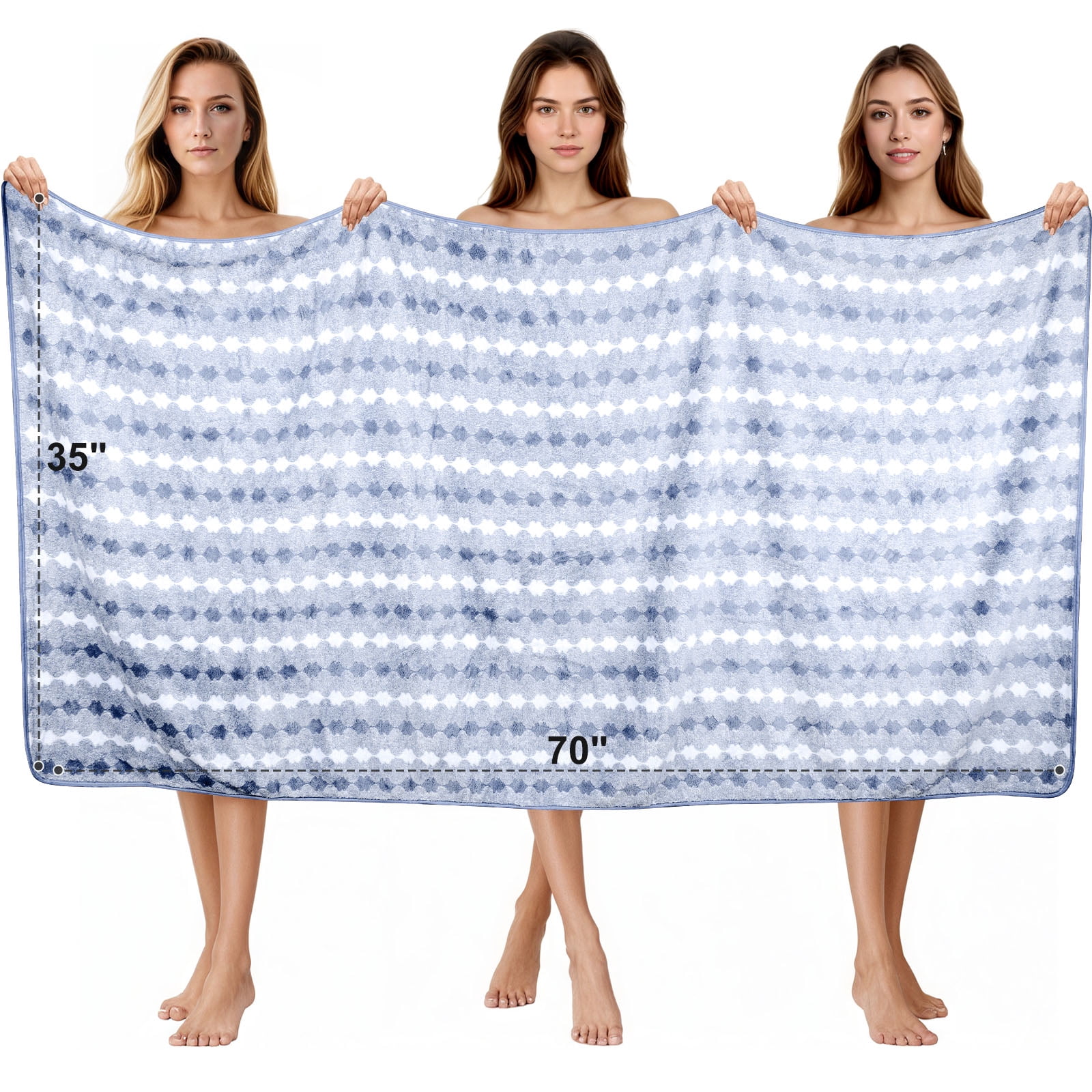 Sanmadrola Bath Towels Set, 35x70 Inch 4 Pieces Large Shower Towels -700 GSM High Absorbent Quick Dry Blue Bath Sheets for Bathroom, Gym, Hotel