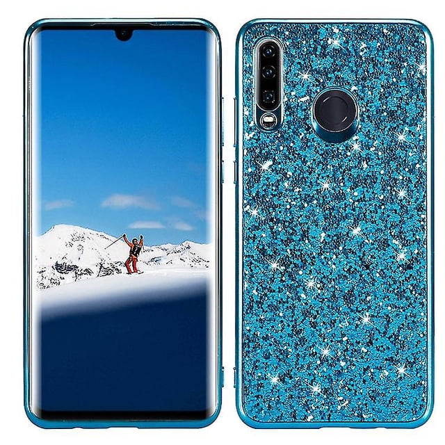 Funda de TPU antigolpes con purpurina en polvo para Huawei P30 Lite/Nova 4e (negra)