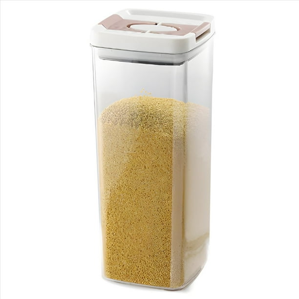Frasco de Plástico Sellado con Tapa, Transparente, Cuadrado, Sellado, con Tapa de Extracción Rápida, para Almacenar Alimentos en la Cocina, Tamaño L