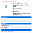 thumbnail image 2 of Rear Drum Brake Hardware Kit - Compatible with 1983 - 1994 Ford Ranger 1984 1985 1986 1987 1988 1989 1990 1991 1992 1993, 2 of 2