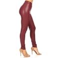 thumbnail image 2 of Moa Collection Women's Casual Stretch High Waist Solid Faux Leather Leggings Pants, 2 of 5