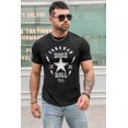thumbnail image 1 of ABPHQTO Camiseta de manga corta ajustada con estampado de estrellas negras para hombre, 1 of 5