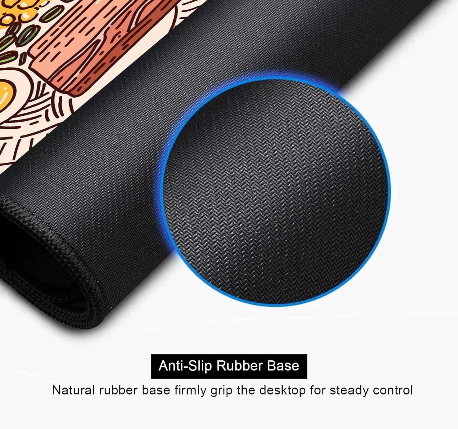 Japanese Food Desk Mat, XL Extra Large Gaming Mouse Pad, XXL Anti Slip Deskmat, Ramen Mousepad, Retro Sushi Foodie Japan Kawaii Full Desk Mouse Pad- 35.4 x 15.7 Inch