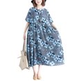thumbnail image 1 of Vestido suelto de mujer Estampado floral Tallas grandes con bolsillos Mangas cortas Cuello redo CACAGOO Vestido, 1 of 7