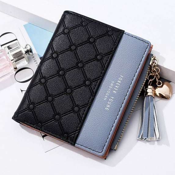 Fashion Women Wallets Female PU Leather Wallet Mini Ladies Purse Zipper Clutch Bag Money Card Holder for Women Girl(Black)