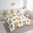 thumbnail image 3 of Homewish Cartoon Rustic Cow Bedding Comforter Set 7 Pieces, Green Cactus Botanical Full Bedding Set, Kawaii Love Heart Reversible Fitted Sheet Flat Sheet, Super Cozy Room Decor, 3 of 7