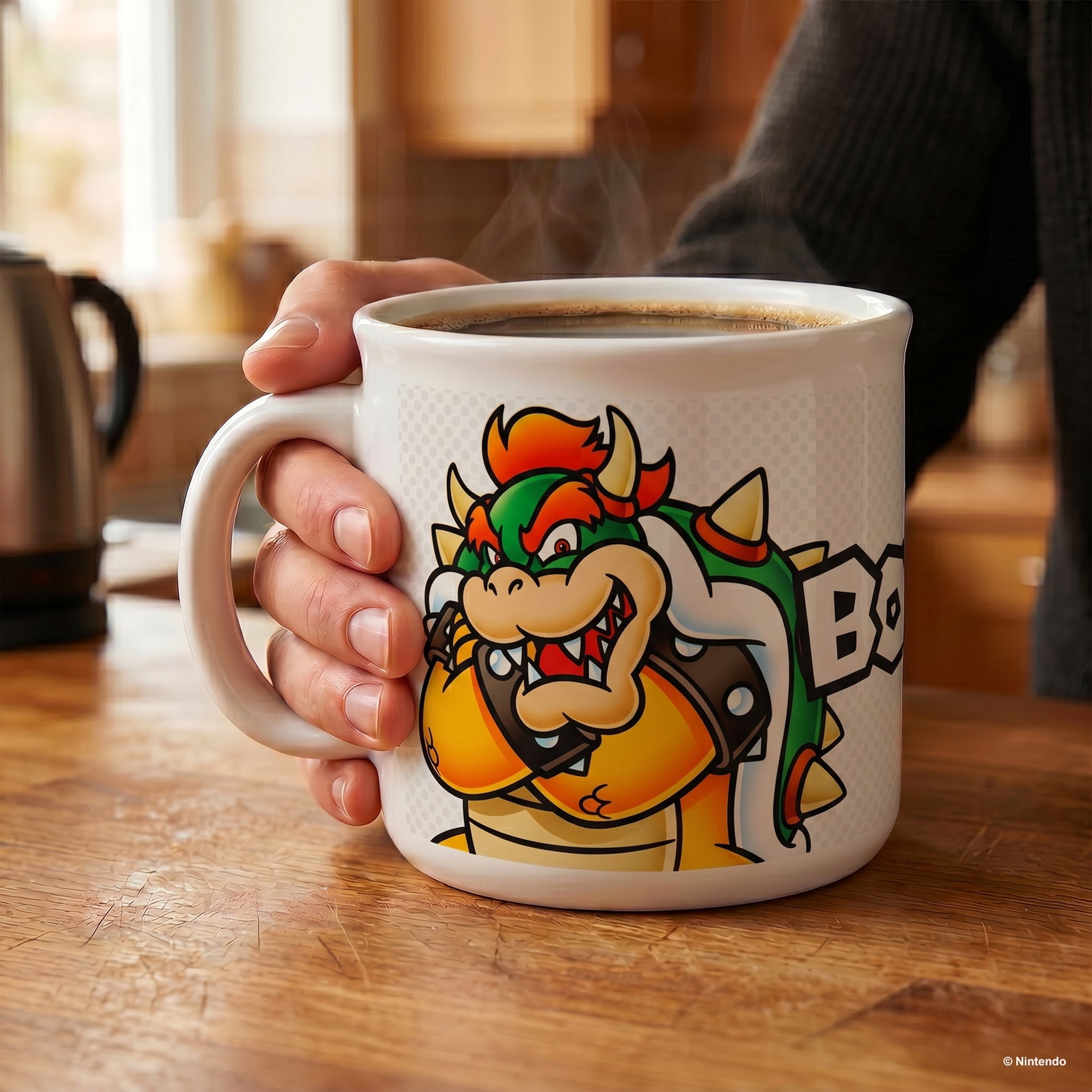 Pyramid America: Super Mario: Bowser Name - 20oz Ceramic Camper Mug - Coffee Tea Cup, Microwave-Dishwasher Safe, Video Game Fan Collectible, Licensed