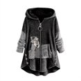 thumbnail image 2 of Aboser Winter Jackets for Women Cute Cat Print Hoodies Fleece Warm Long Coats Zip Up Plush Fall Jacket Fuzzy Pockets Hooded Outwear, 2 of 4
