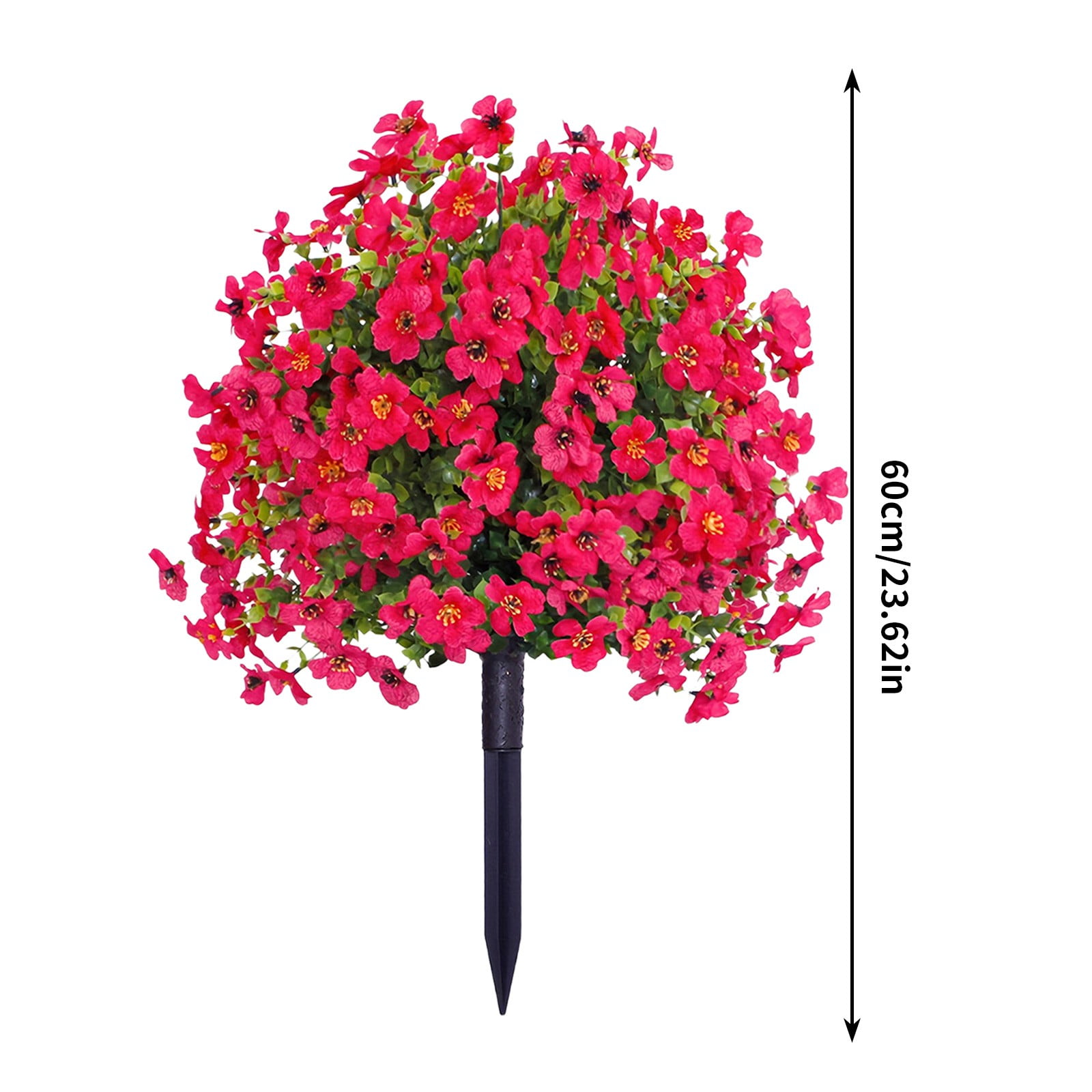 OUGPISTIYK Artificial Violet Ball Topiary Trees with Ground Spikes, 23" Fake Bushes Plants, Fade Resistant Artificial Shrubs Tree for Indoor Outdoor Front Porch Decor (1 Pc, Hot Pink)
