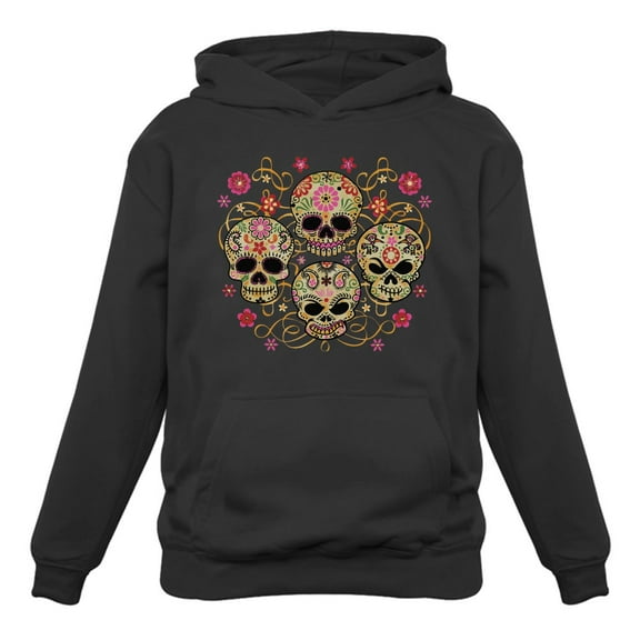 Rose Eye Sugar Skulls Sweatshirt Day of The Dead Gothic Women's Hoodie
