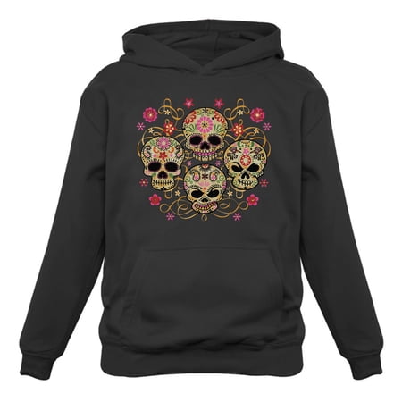 Rose Eye Sugar Skulls Sweatshirt Day of The Dead Gothic Women's Hoodie