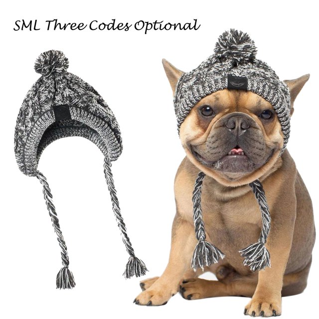 Exclusive Offers,Winter Dog Hat ,Adorable Warm Winter Cap For Dog, Cap with Pompon Crocheted Snood,PENDANE,Gray