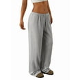 thumbnail image 3 of Women'S Wide Leg Sweatpants Drawstring Baggy Trousers High Waisted Loose Casual Jogger Pants Light Gray XL, 3 of 9
