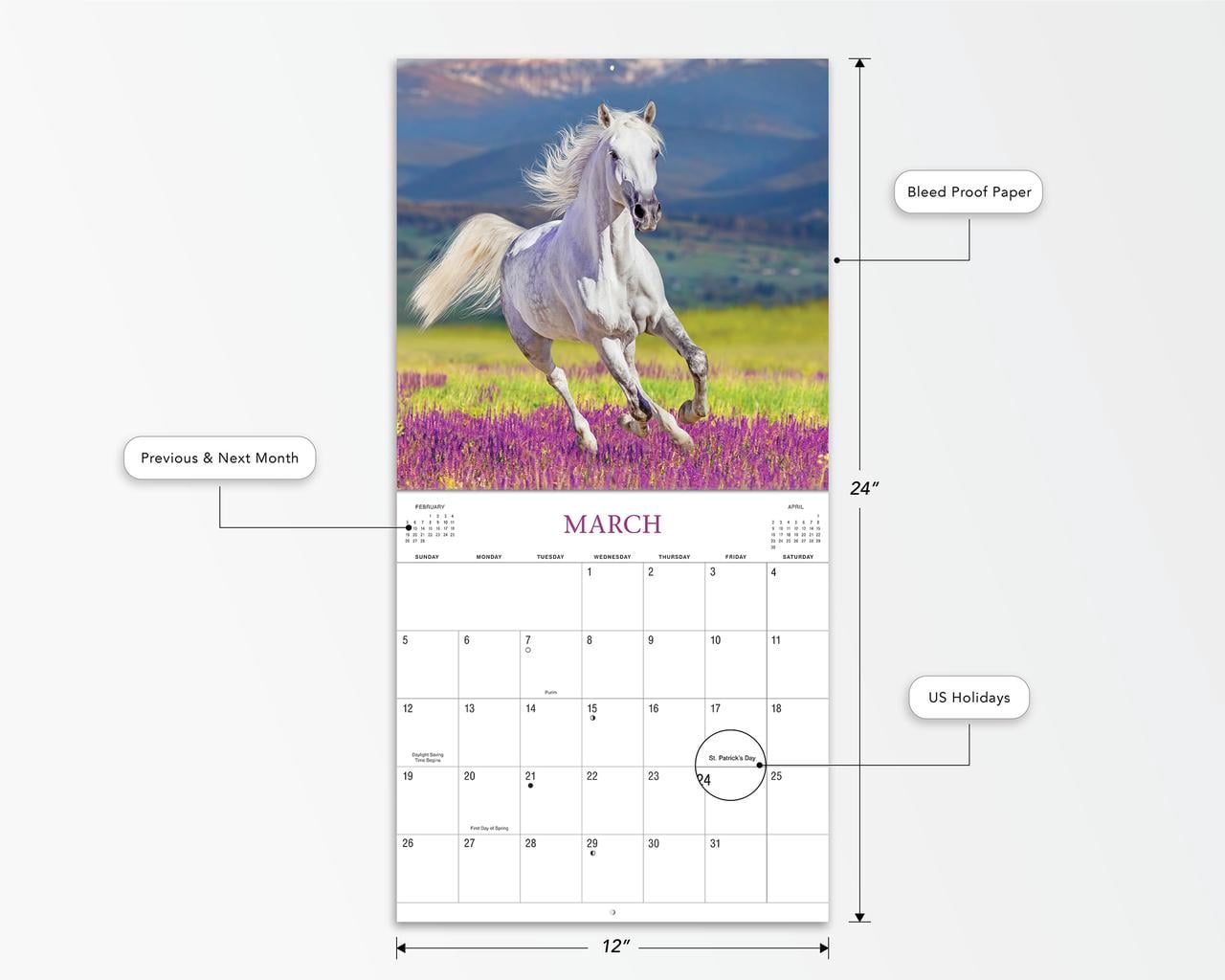 2023-12 Month Calendar-Horses 12x12 Hanging Wall Calendar by DaySpring