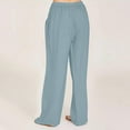 thumbnail image 4 of Kagetolytai Sweatpants Women Women's Casual Straight Leg Pants Solid Color Casual Long Pants with Pockets Wide Leg Pants Woman Pants for Women Light Blue 3X, 4 of 6