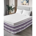 thumbnail image 4 of Purple Grey Striped Wrap Around Bed Skirts for King Bed 16" Drop,Bed Skirt with Adjustable Elastic Belt Dust Ruffle Bed Valance for Bedroom Hotel Modern White Abstract Art Aesthetics Bed Frame Cover, 4 of 7