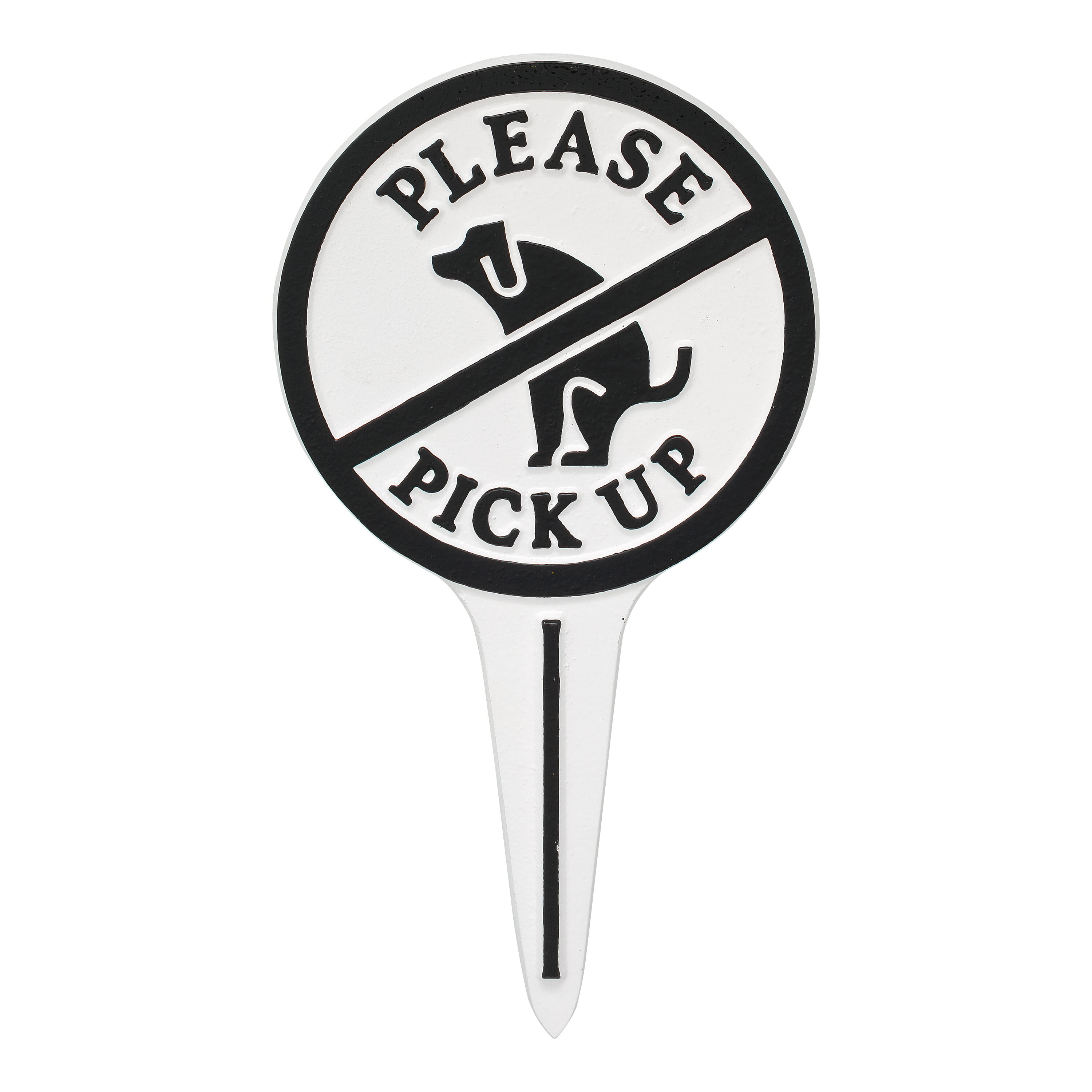 Whitehall Products 10605 Round Courtesy Lawn Stake no Poop Dog Sign 9.5 x 5.25 x 0.25 Green/Gold 