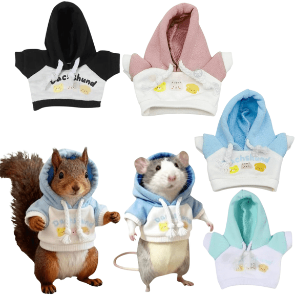 4PCS Rat Costume Cute Cotton Hoodie Warm Clothing Sweatshirt for Fancy Rat, Squirrels, and Other Similar Size Small Pets