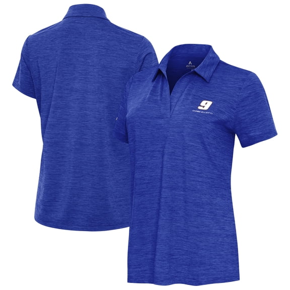 Women's Antigua Heather Royal Chase Elliott Layout V-Neck Polo