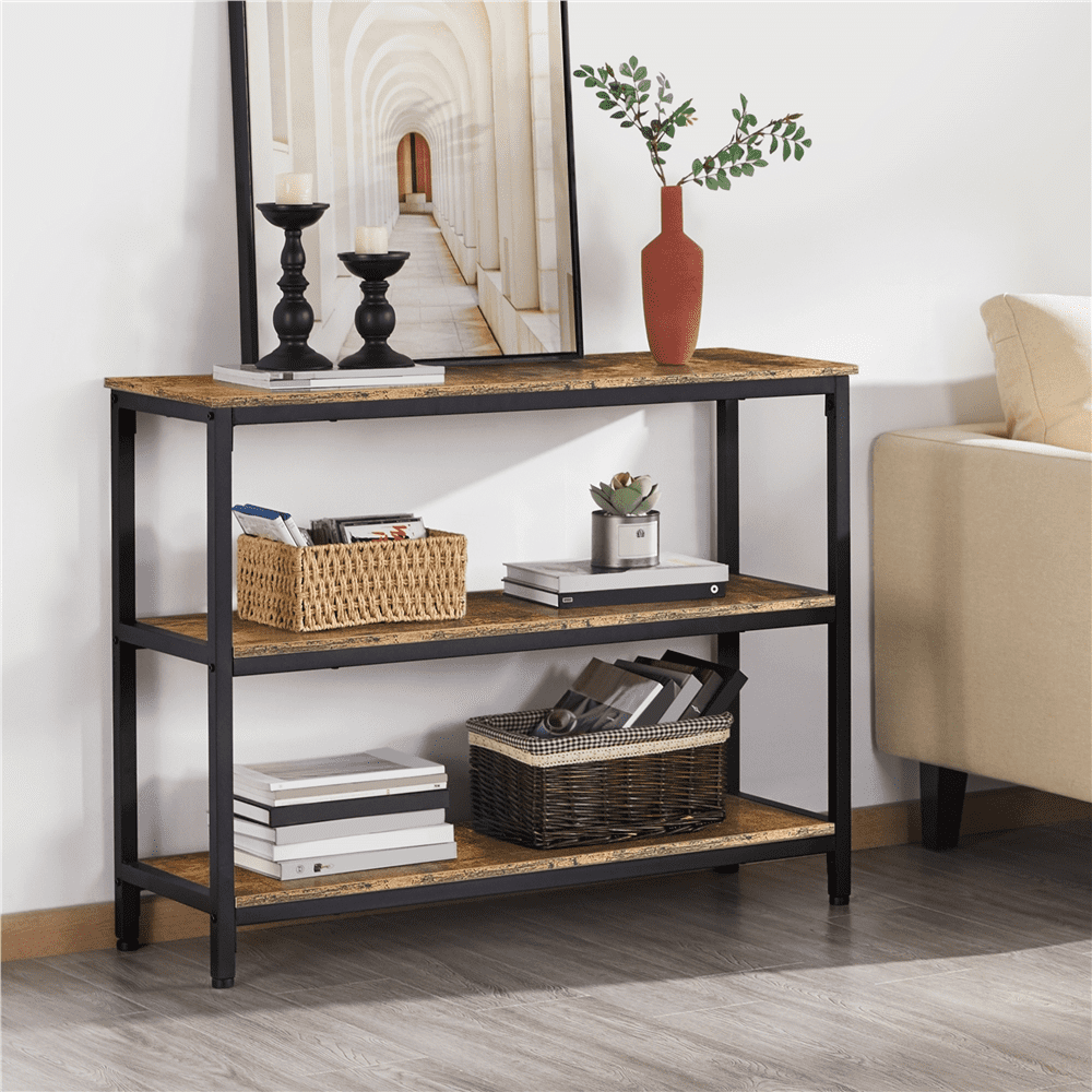 Renwick Industrial Wooden Console Table for Entryway Living Room, Rustic Brown