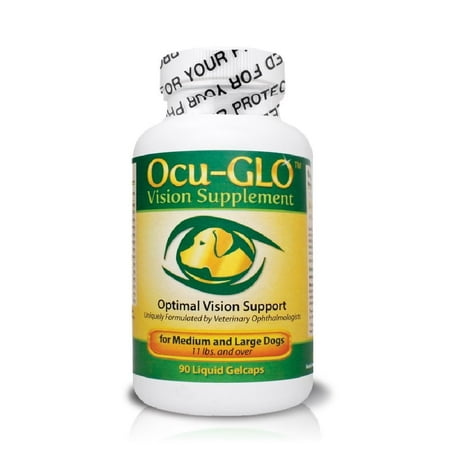 Pet Vision Eye Drops - Ocu GLO Vision Supplement for Med/Lg Dogs, Animal Necessity - Lutein, Omega-3 Fatty Acids, Grapeseed Extract Support Optimal Eye Health & Vision in Dogs - Antioxidants for Canine Ocular Health - 90ct