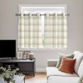 thumbnail image 5 of Farmhouse Grid Kitchen Curtains Short 45 Inch Length, Country Minimalistic Geometric Plaid Lattice Grommet Top Bedroom Living Room Curtains, Light Filtering Cafe Curtain Drapes 2 Panels Set 84''x45'', 5 of 9