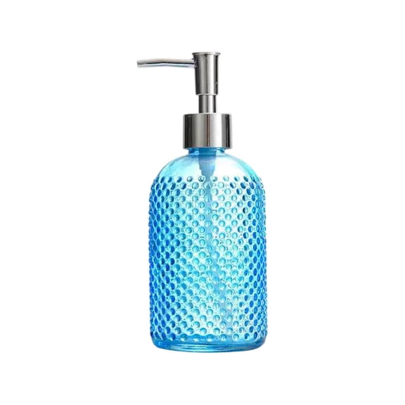 Tunhigl Hobnail Glass Soap Dispenser, 400ml Pump Bottle with Stainless Steel Pump, 5 Colors