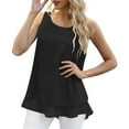 thumbnail image 2 of Women's Sleeveless Chiffon Tank Top, Double Layer Casual Tunic Summer Dressy Casual Beach Blouse Women Tank Tops Black XL, 2 of 8
