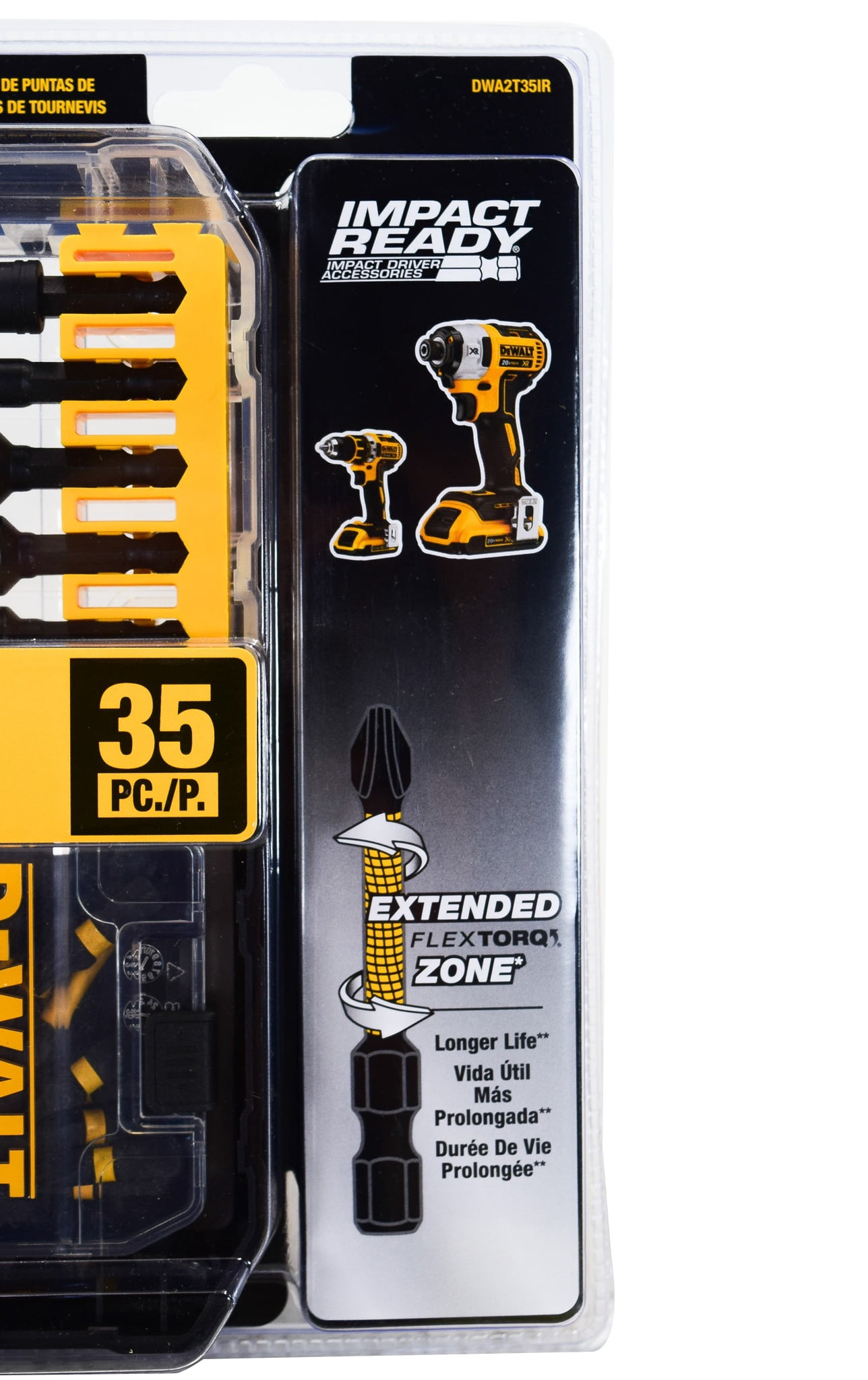 DEWALT FlexTorq Impact Ready 35-Piece Bit Set with ToughCase+ (DWA2T35IR) – Connectable Storage, CNC-Machined Bits, Magnetic Screw Lock