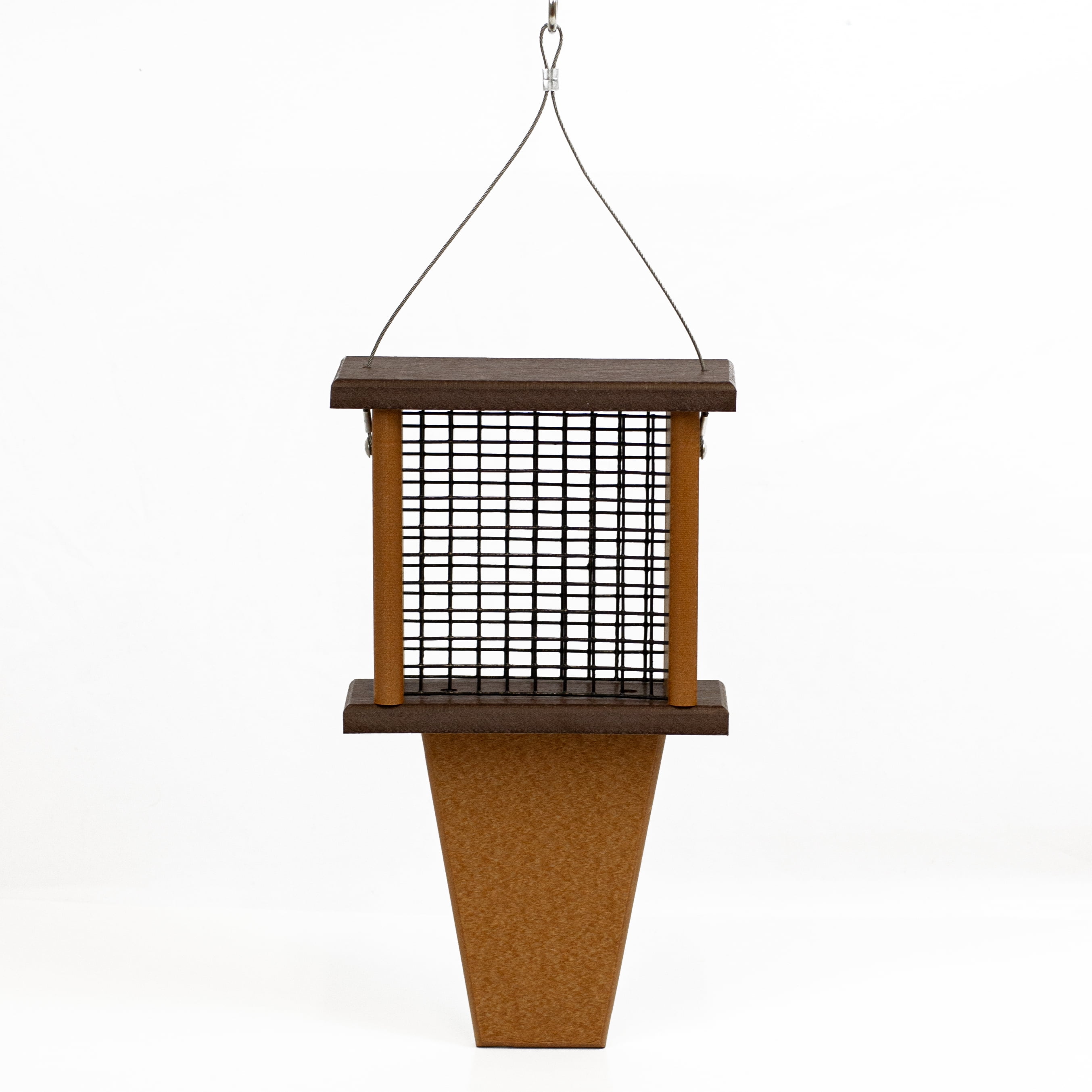 Outdoor Leisure Products Traditional Plastic Bird Feeder with Tail Prop in Brown