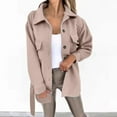 thumbnail image 2 of Fesfesfes Coat for Women Casual Woolen Button Cardigan With Long Sleeve Lapel And Pocket Coat Tops, 2 of 5