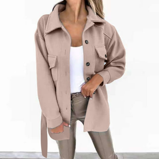 Puntoco Cárdigan de botones de lana informal para mujer con solapa de manga larga y abrigo de bolsillo tops Flash Picks Puntoco Puntoco-6051