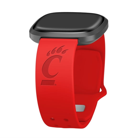 Bearcats Engraved Silicone Unisex Watch Band for Fitbit Versa 3 and Sense (Red) by Affinity Bands