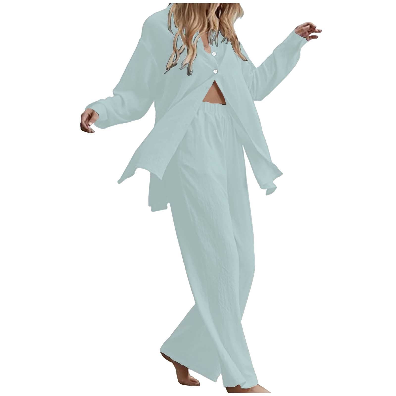 Pyjama 2 Pièces Femme NETILGEN - Chemise Boutonnée Et Pantalon, Polyester Doux, Tailles S à 2XL