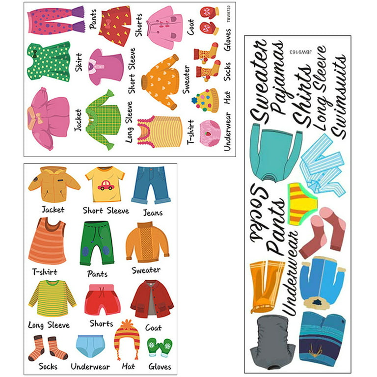 3 Sheets Dresser Clothing Decals Clothing Labels Wardrobe Sort Labels for Boys Girls