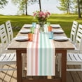 thumbnail image 4 of Coral Cyan Stripe 90 Inch Table Runner, Geometric Grey White Vertical Striped Farmhouse Dresser Scarf Cotton & Linen Tablerunner for Dining/Kitchen Island/Holiday Party Décor 13" x 90", 4 of 9