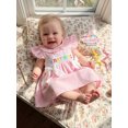 thumbnail image 3 of Cjfdfy Toddler Baby Girl Birthday Dress 1 2 3 4 5 Years Birthday Girl Outfit Baby Girls Summer Pink Smocked Dress Cake Letters Embroidered Ruffled Trim Crew Neck Flying Sleeve A Line Dress, 3 of 9