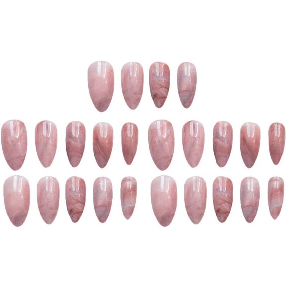 24Pcs Marble False Nails Long Full Cover Designed Fake Nails for Women Ladies for Girls and Women