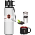 thumbnail image 1 of Botella de agua aislada de boca ancha de acero inoxidable de doble pared de 600 ml, vaso de té con colr de té, cesta de infusor de té, taza y tapa; termos de café de viaje, bebidas calientes, 1 of 3
