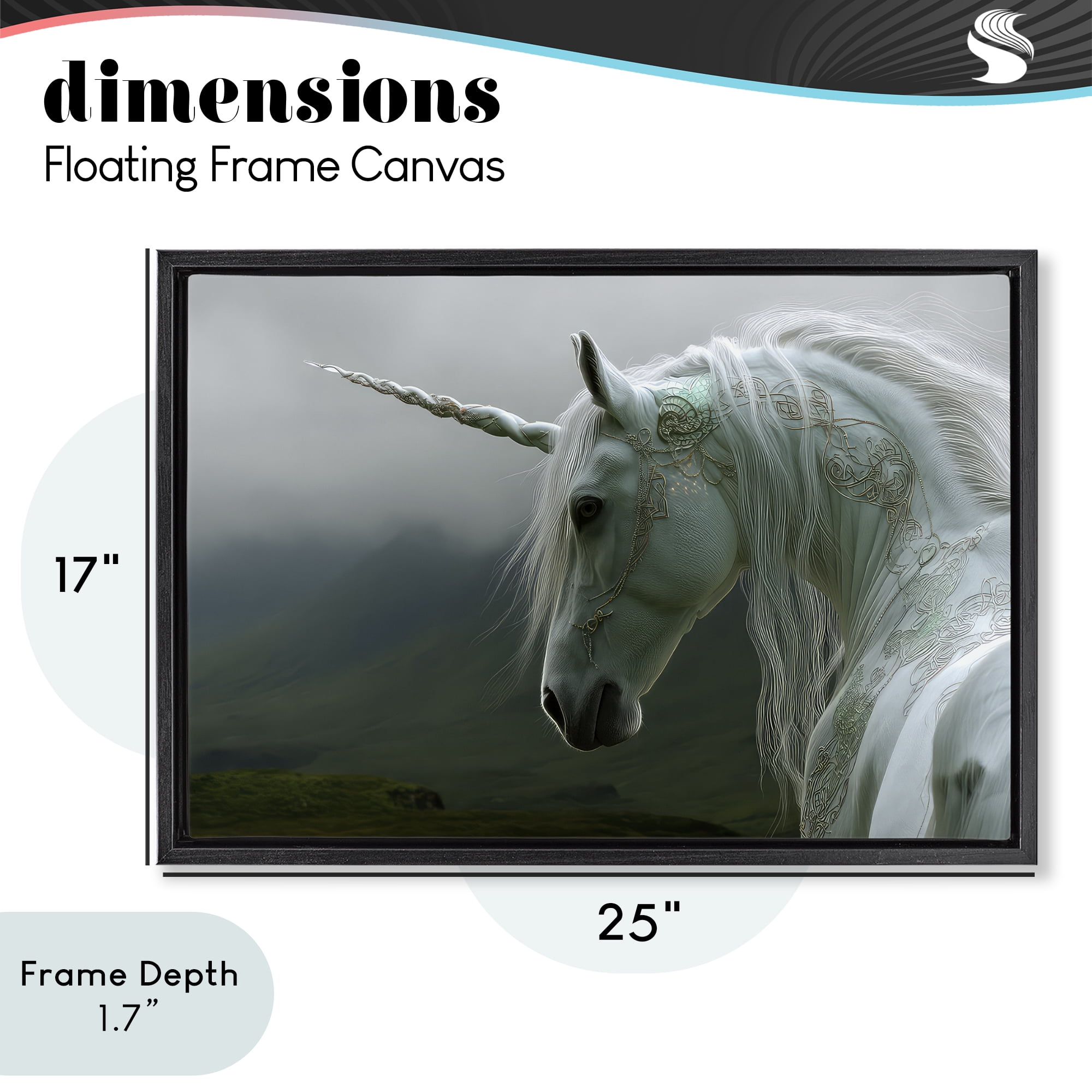 Stupell Industries Dreamy Celtic Unicorn Black Framed Floater Canvas Wall Art, design by The Wands Want