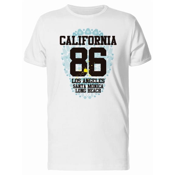 California 86 L.A. Blue Art T-Shirt Men -Image by Shutterstock, Male Small