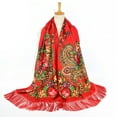 thumbnail image 2 of Foulard Châle Carré à Franges avec Imprimé Personnalisé Folklorique pour Femme, Foulard de Voyage, 2 of 9