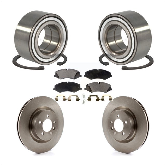 Transit Auto Front Wheel Bearing Disc Brake Rotors and Semi-Metallic Pads Kit for Car Land Rover Range Sport Discovery KBB-102340