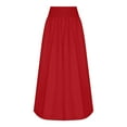 thumbnail image 6 of Byworldtasic Womens Solid Color Skirts Women Y2k Bubble Maxi Skirt Low Elastic Waist A Line Long Skirt Summer Casual Ruffle Pleated Midi Dress, 6 of 6