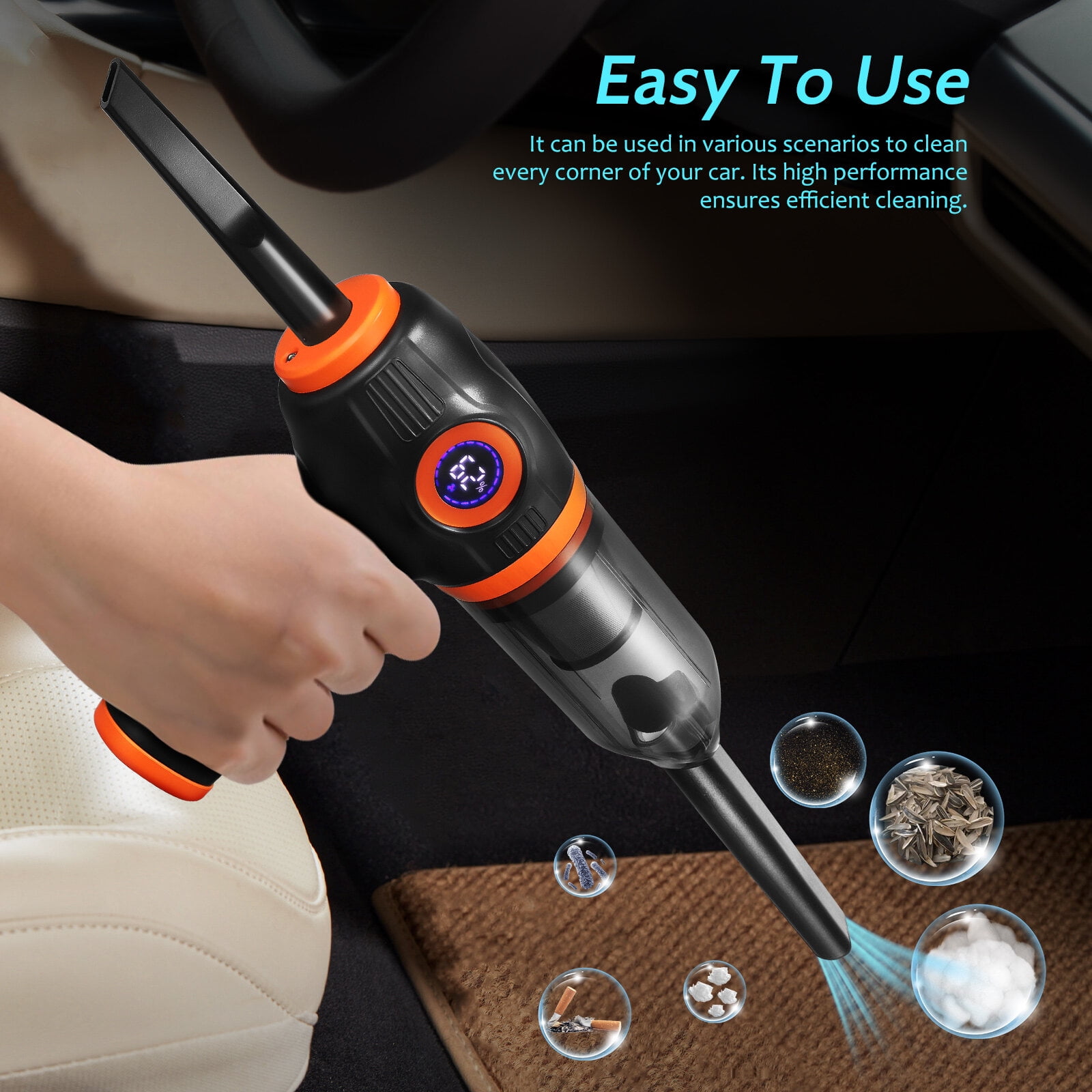 PartyKindom Cordless Air Duster and Vacuum Cleaner Portable for Car and Home Use with Ergonomic Handle